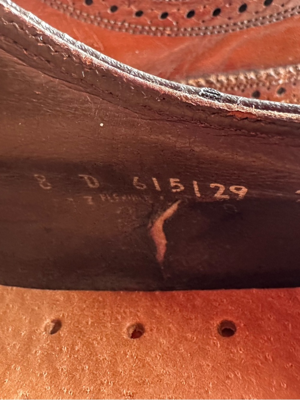 Vintage Classic Leather Longwing Wingtip Oxford Shoes 8D by Florsheim - Picture 7 of 7